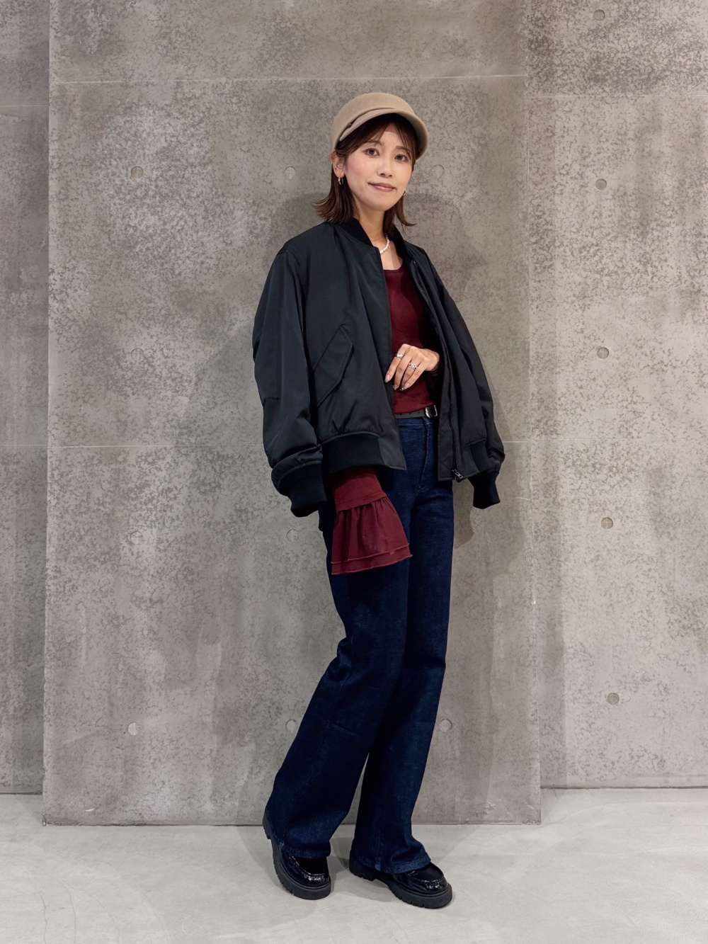 ツイードテーラードジャケット、フレアスコート」の着用コーディネート