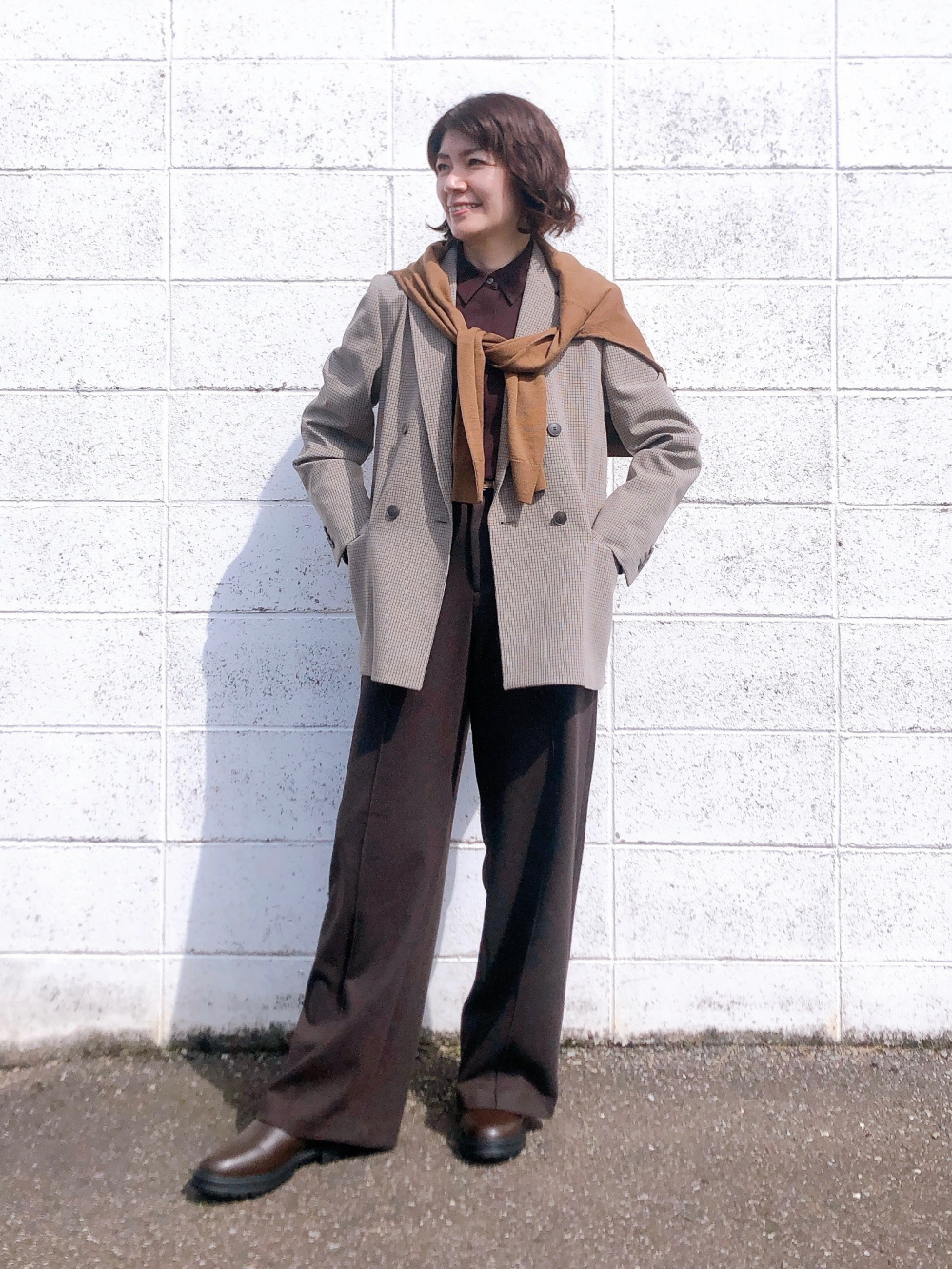 ダブルジャケット、レーヨンブラウス」の着用コーディネート| ユニクロ公式