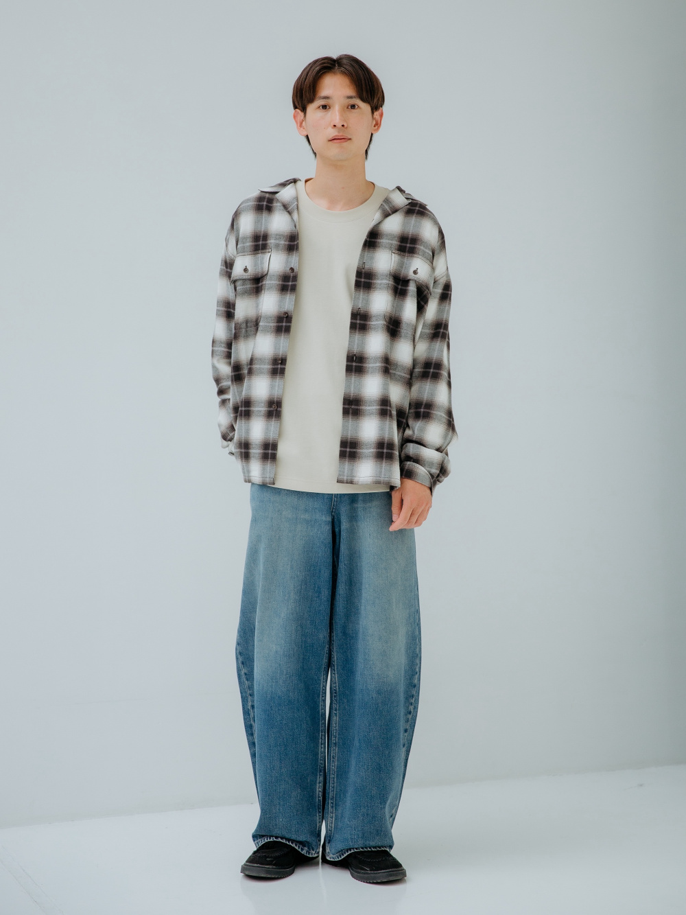 【美品:M】STONE 「ブラッシュド コットンオーバーシャツ」 ユニクロ公式 | ブラッシュドコットンオーバーサイズシャツ