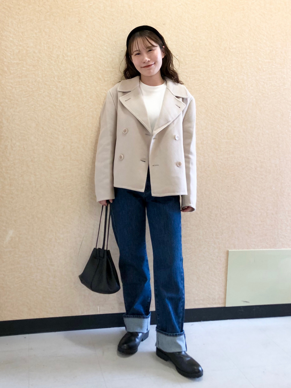 ソフトニットフリースクルーネックT、ダブルフェイスショートコート