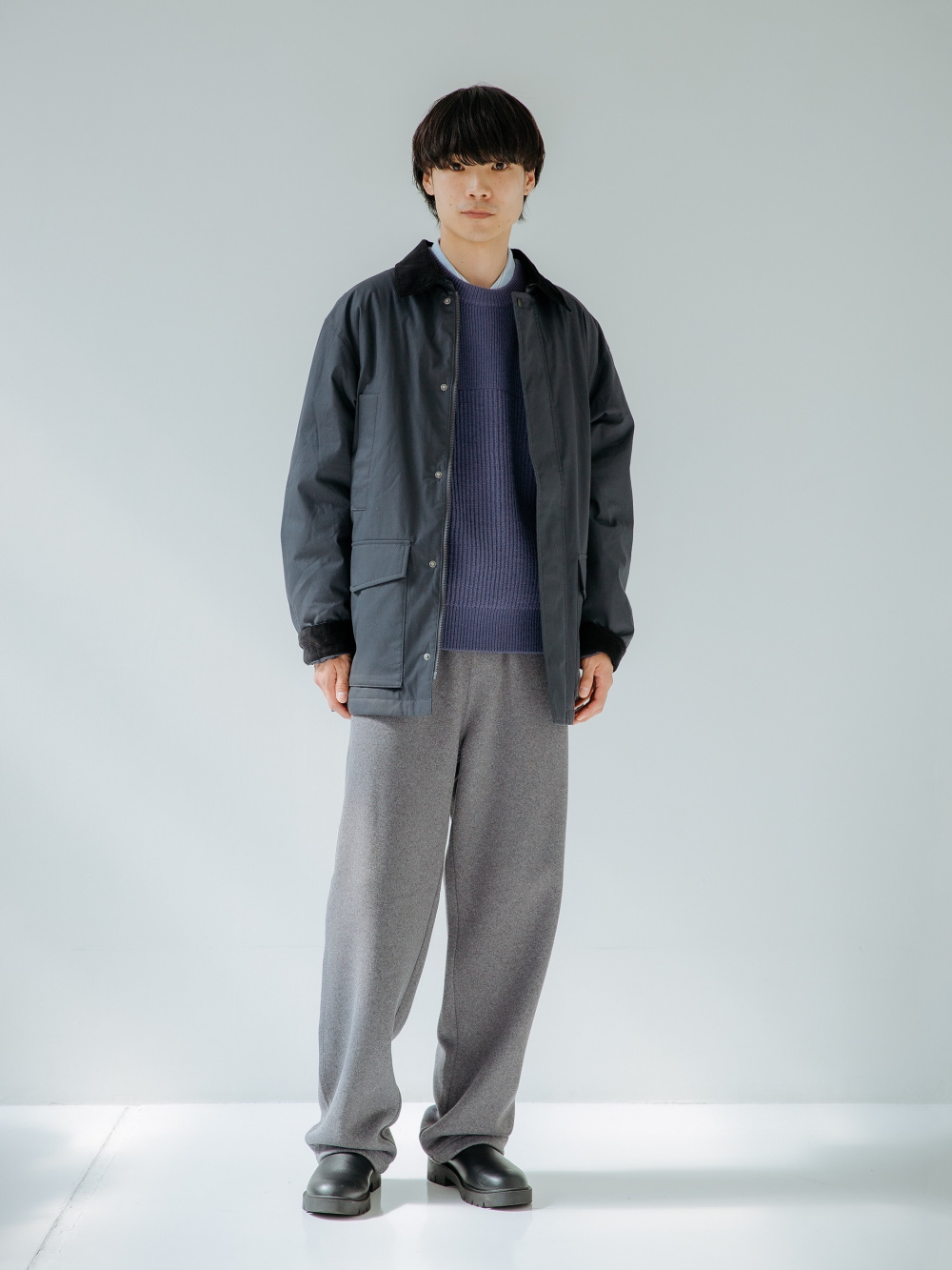 ユニクロ　パフテックユーティリティジャケット M グレー パフテックユーティリティジャケット、リブクルーネックセーター/長袖