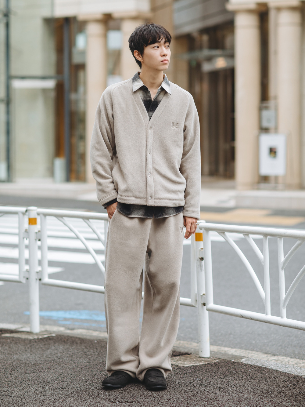 UNIQLO × NEEDLES フリースオーバーサイズカーディガン【グレー】 新品