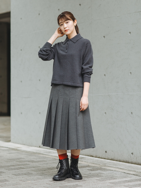 UNIQLO ワイドプリーツミディスカート Lサイズ ワイドプリーツミディスカートのコーディネート・着用イメージ