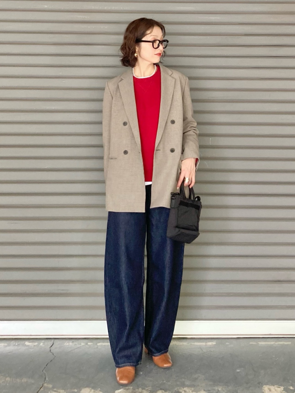 新品】オンライン完売品 ユニクロ ダブルジャケット M BROWN チェック