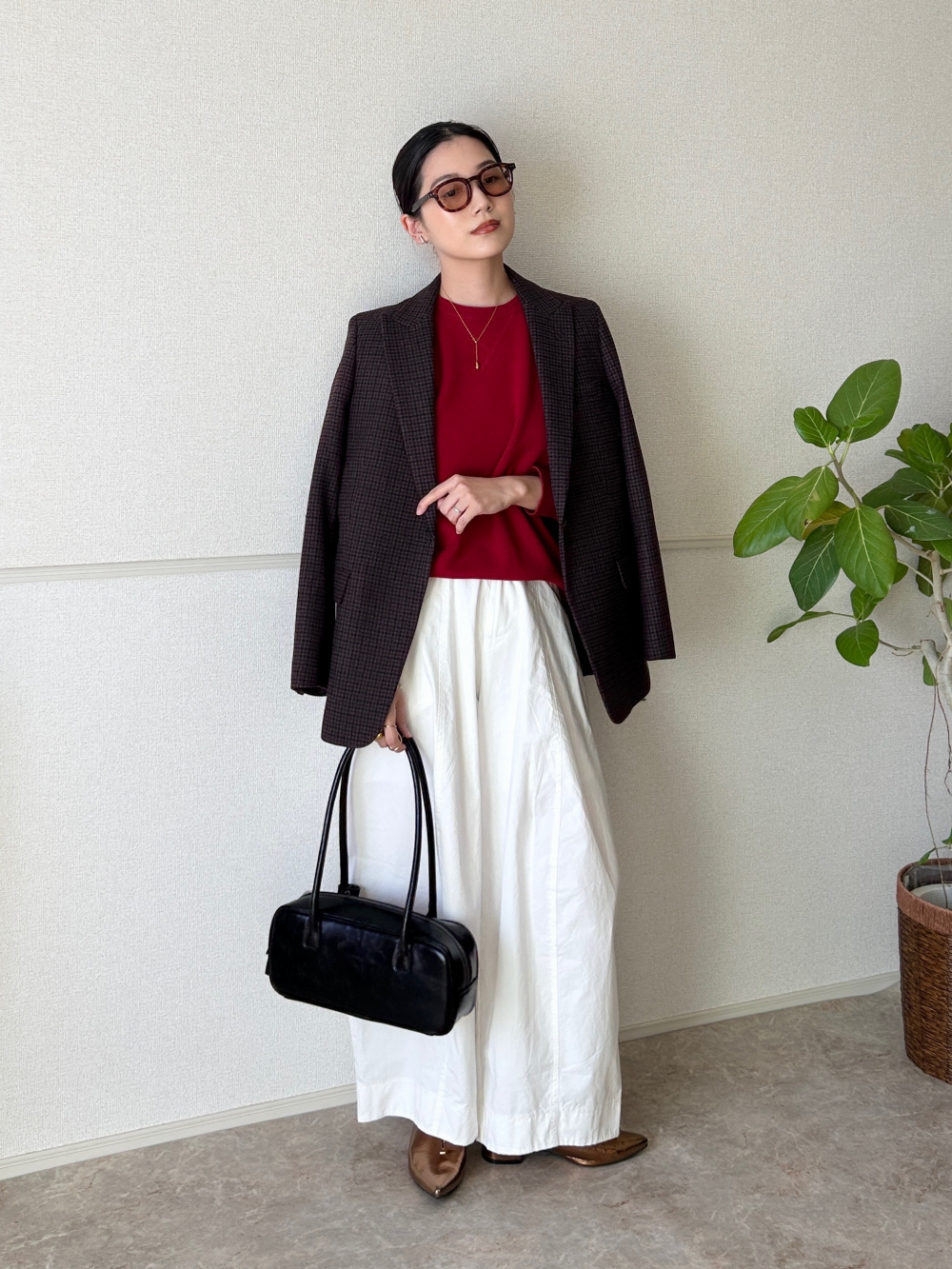 ツイードテーラードジャケット、フレアスコート」の着用コーディネート