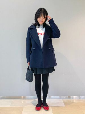 新品未使用！ ユニクロユー ウールブレンドロングPコート ネイビー XXL ユニクロ公式 | ウールブレンドロングPコート