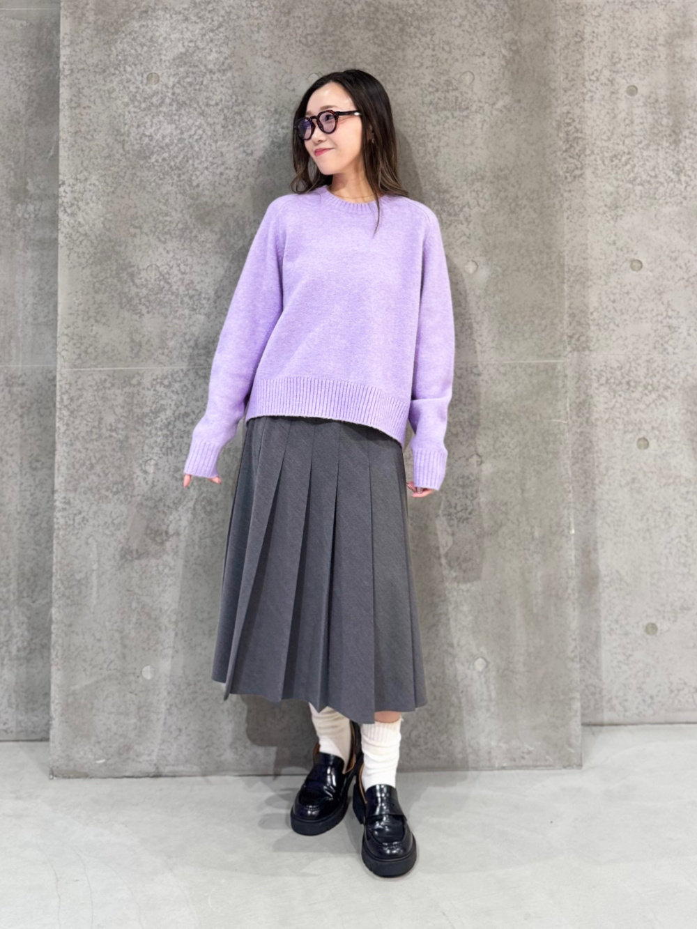 パフテックオーバーサイズコート、カシミヤクルーネックショート