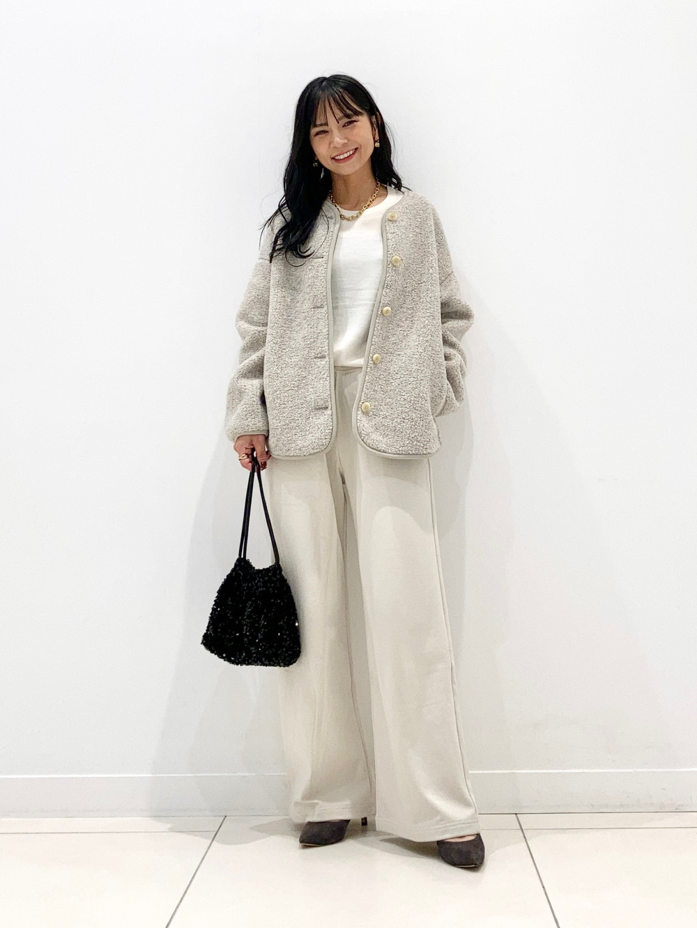 ソフトニットフリースクルーネックT、メリノクルーネックセーター」の