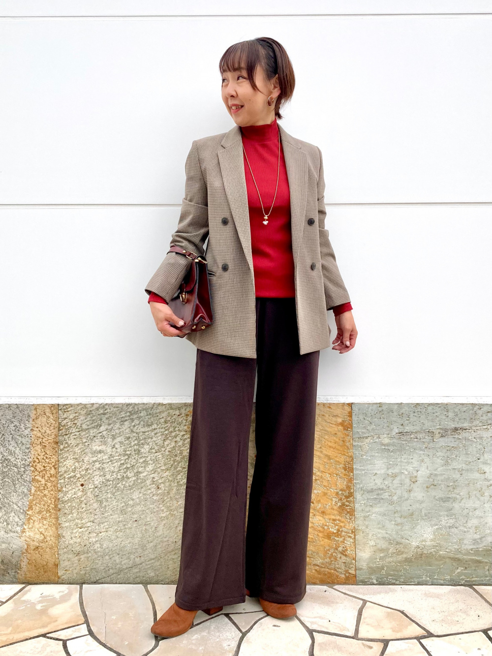 オンライン完売品 ユニクロ　ダブルジャケット 35 BROWN チェック　M オンライン完売品 ユニクロ ダブルジャケット 35 BROWN チェック M