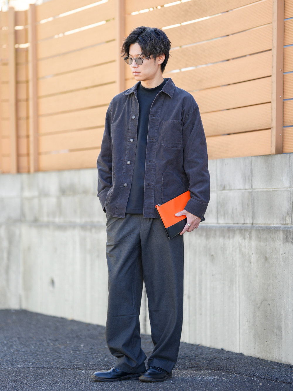 オーバーサイズカラーデニムジャケット、ブラッシュドモックネックT