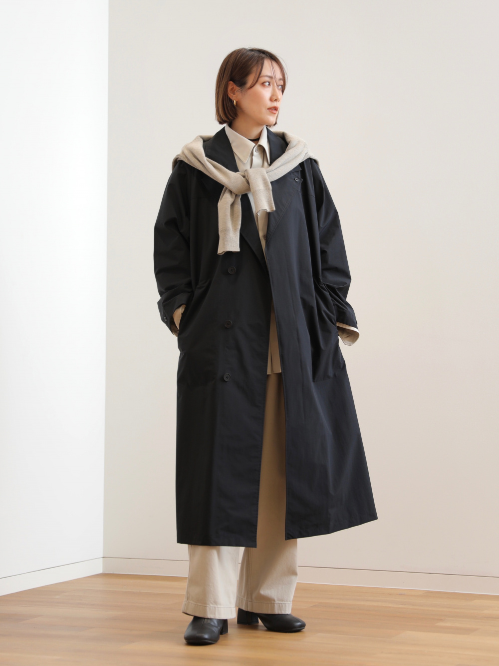 オーバーサイズステンカラーコート」の着用コーディネート| ユニクロ公式