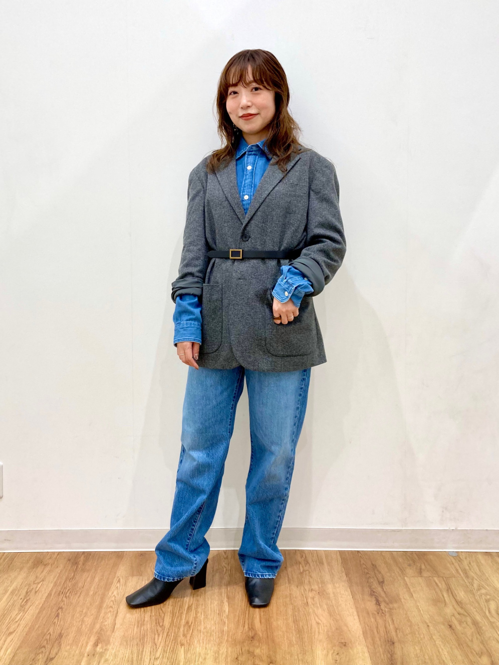 デニムオーバーシャツ、ブラッシュドジャージージャケット