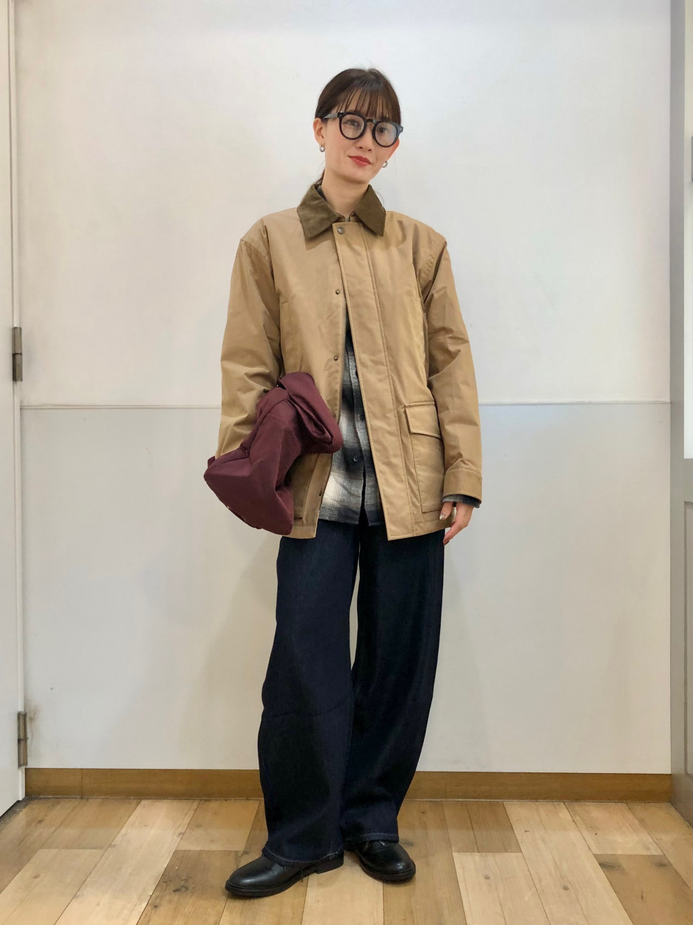 パフテックユーティリティジャケット、フランネルチェックシャツ」の