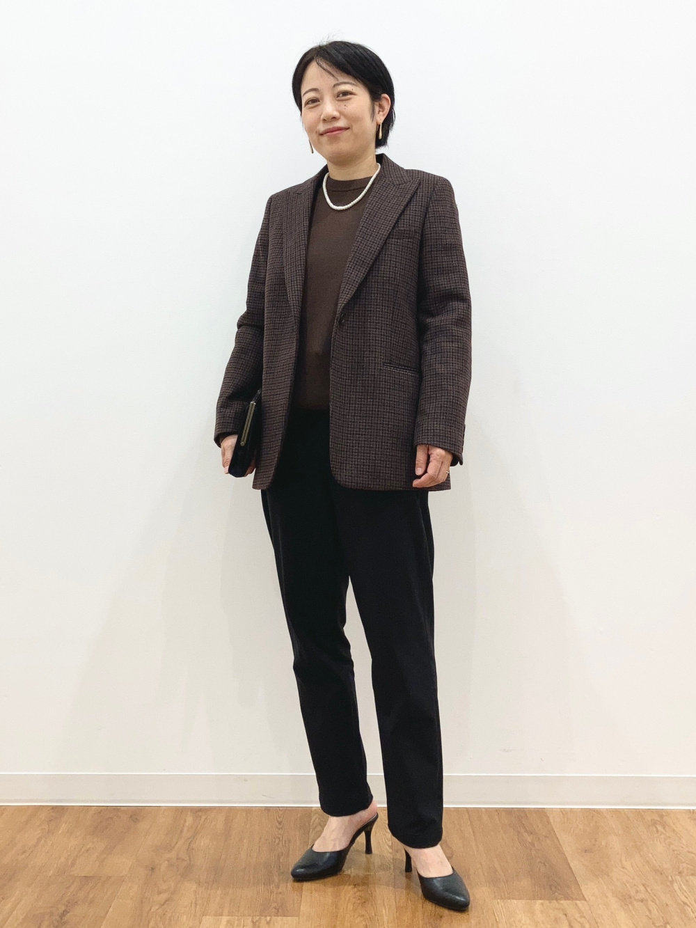 ツイードテーラードジャケット　ユニクロ　UNIQLO　ダークブラウン　新品　M 定価￥9 990】ユニクロC ツイードテーラードジャケット ダークブラウン