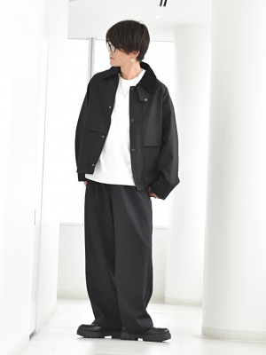 未着用新品 UNIQLO C コットンショートブルゾン BLACK L ユニクロ公式 | コットンショートブルゾン