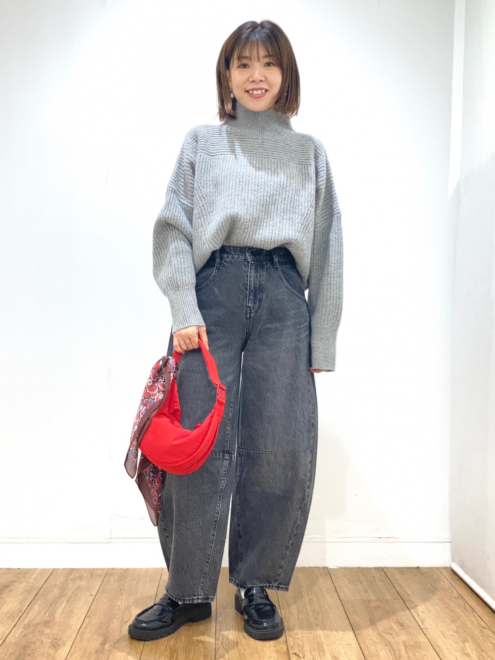 ユニクロ　ラムハイネックセーター ライトグレー ユニクロ公式 | ラムハイネックセーター