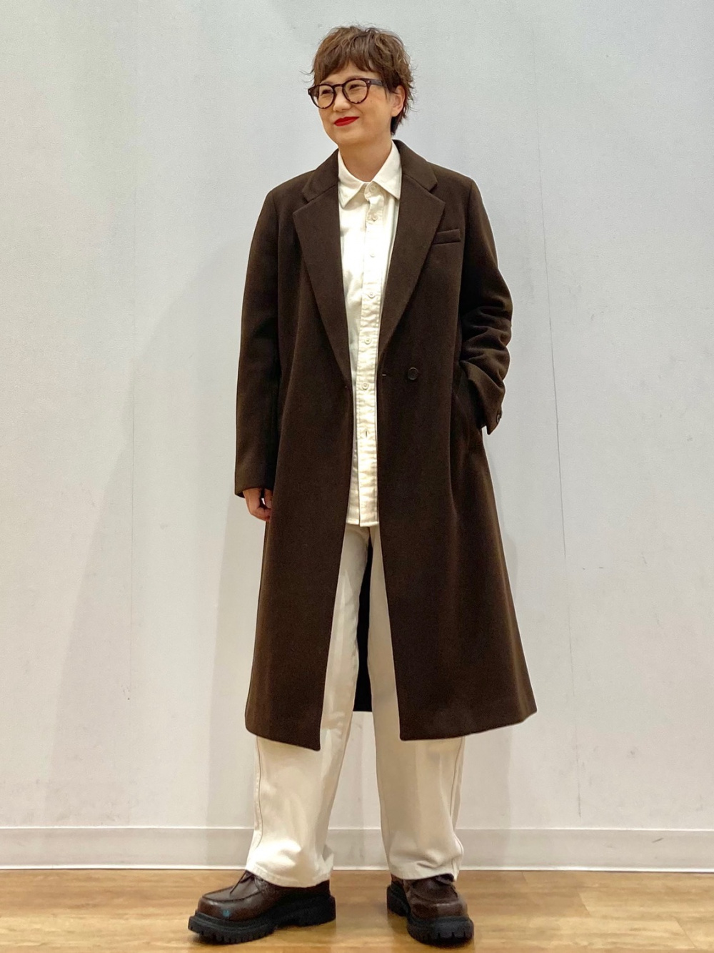UNIQLO ロングコート コート 茶色 ブラウン ユニクロ L 大きめ UNIQLO - UNIQLO ステンカラーコート ブラウン L レディースの通販 by