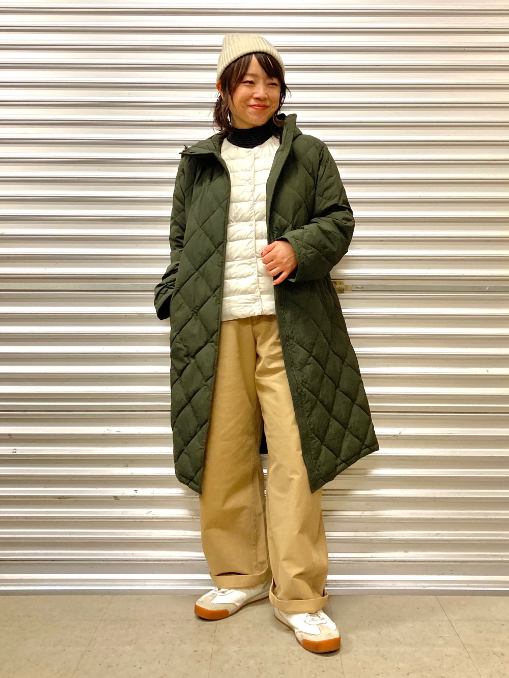 パフテックロングコートリラックスフィット」の着用コーディネート