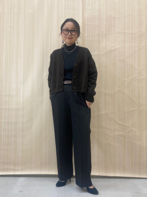 loin. ロワン 雑誌掲載 ミドルタックパンツ 洗える ブラック ユニクロ公式 | タックワイドパンツ