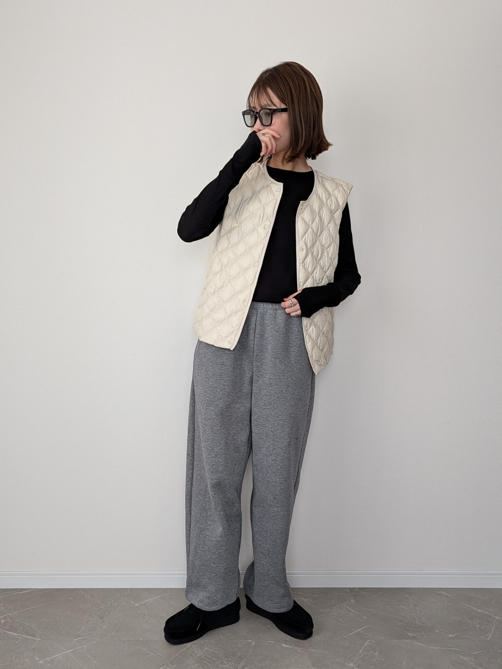 パフテックキルティングベスト/ウォームパデッド」の着用