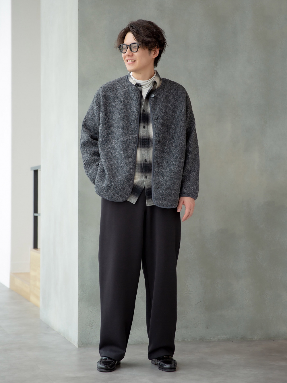 スウェットワイドパンツ/丈長め、ボアフリースリラックスカーディガン