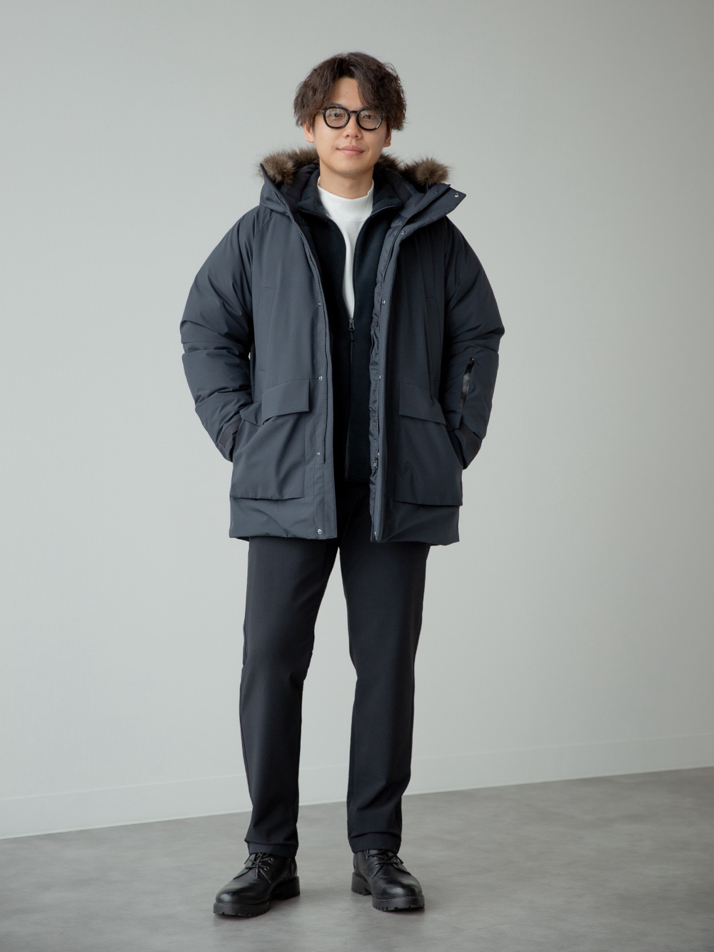 オーバーサイズカラーデニムジャケット、ブラッシュドモックネックT