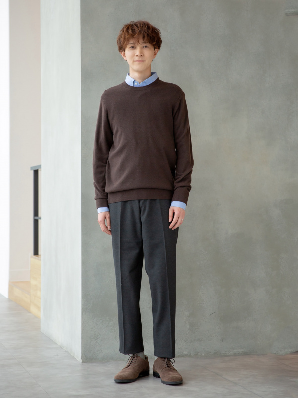 スーパーノンアイロンスリムシャツ/ボタンダウン（メンズ）の着用