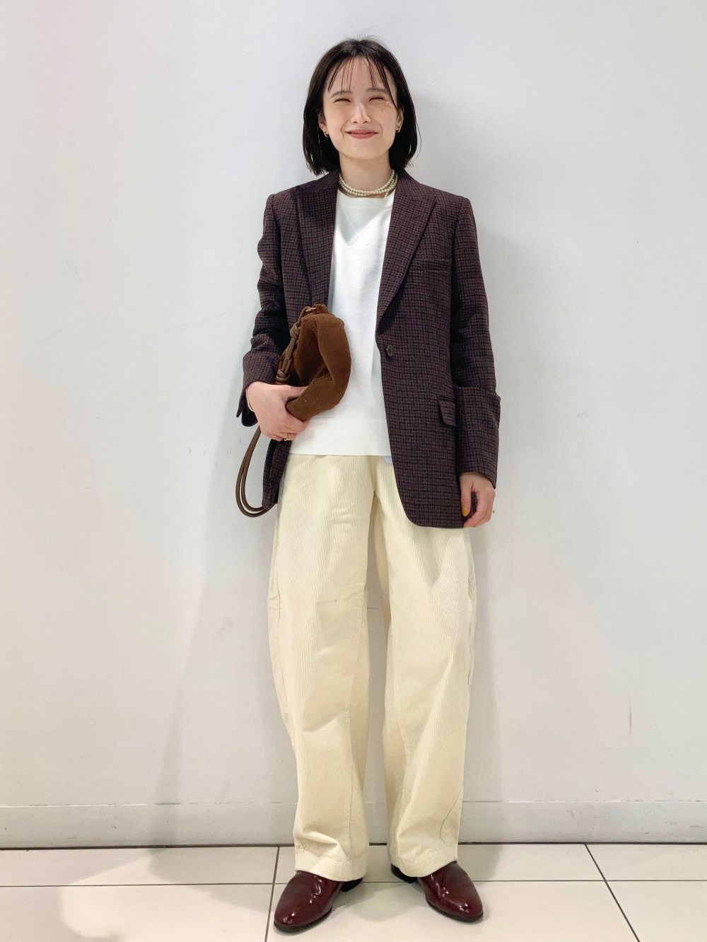 ツイードテーラードジャケット、フレアスコート」の着用コーディネート