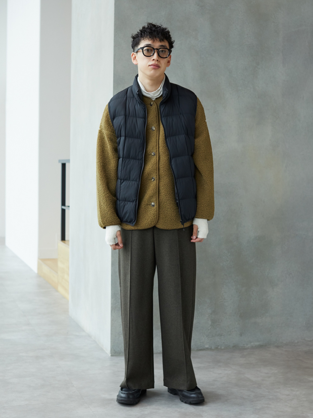 ブラッシュドジャージージャケット/ヘリンボーン、極暖ヒートテック