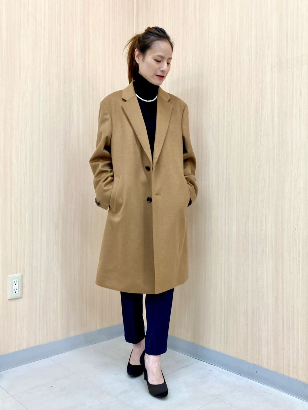 ダブルジャケット、レーヨンスキッパーブラウス/ストライプ/7分袖」の