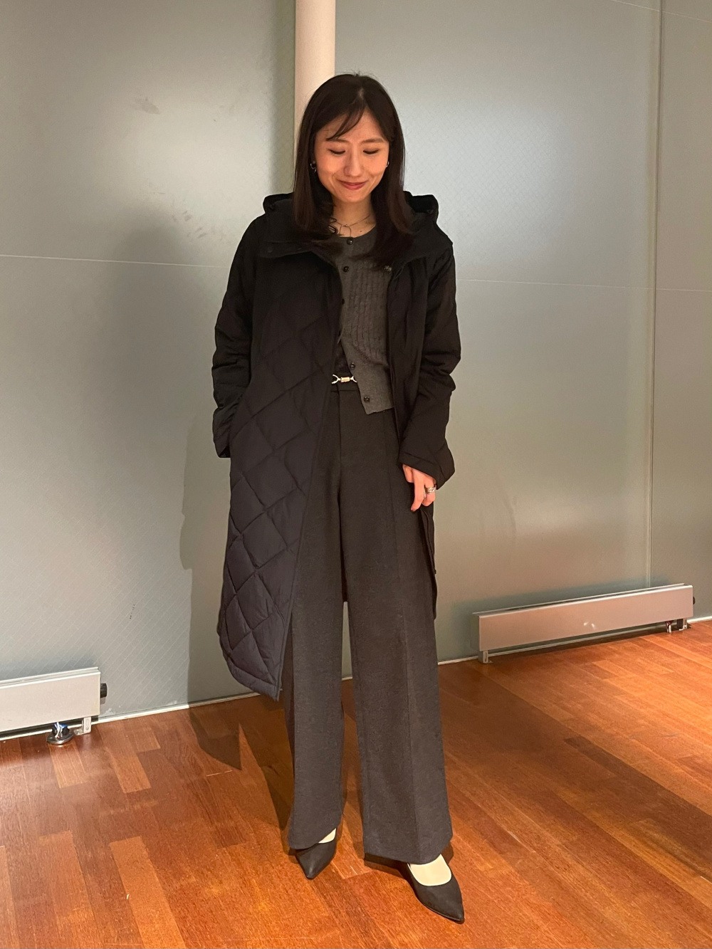 パフテックロングコートリラックスフィット」の着用コーディネート