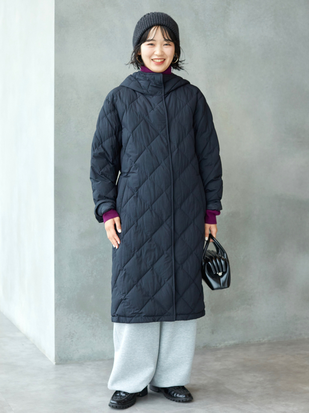 パフテックロングコートリラックスフィット、タックワイドパンツ/丈