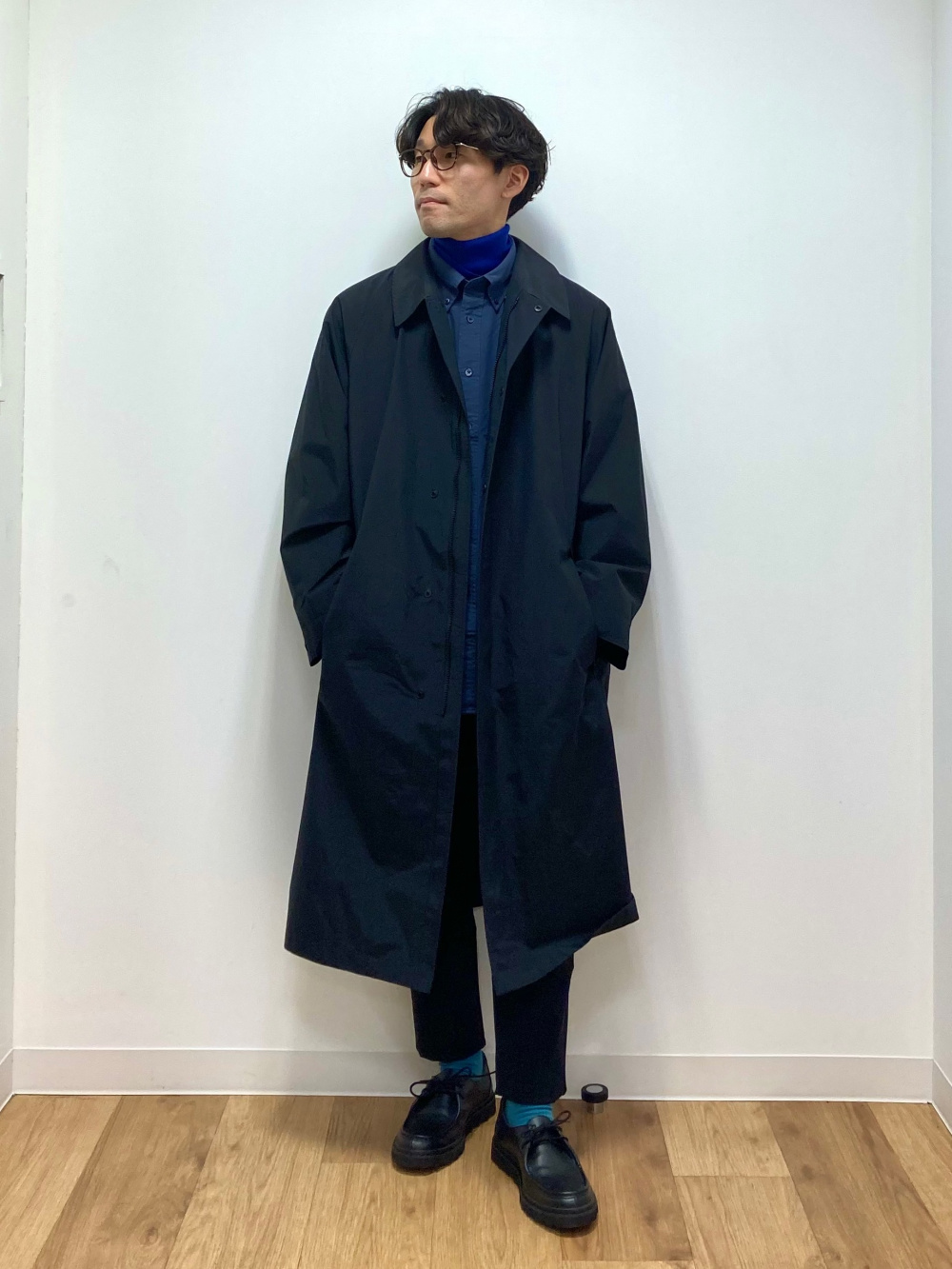 ブラッシュドスウェットワイドパンツ、オーバーサイズステンカラー