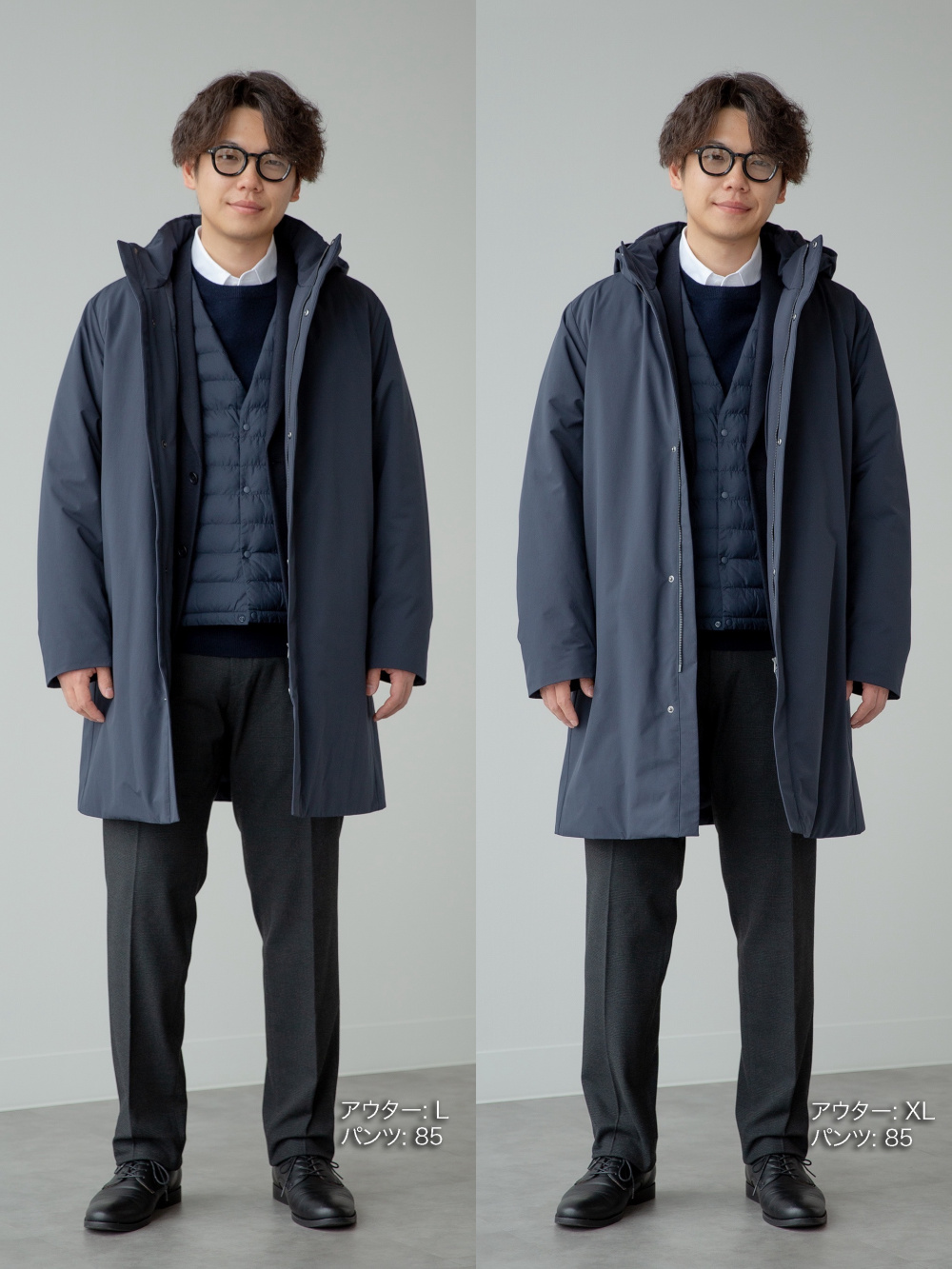 パフテックコンパクトベスト、パフテックハーフコート」の着用