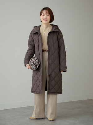 パフテックロングコートリラックスフィット　ダークブラウン　L 新作　新品 ユニクロ公式 | パフテックロングコートリラックスフィット