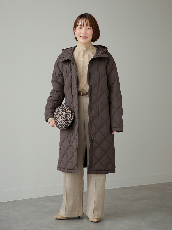 パフテックロングコートリラックスフィット（レディース）の着用