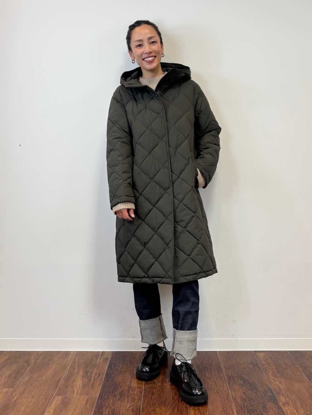 パフテックロングコートリラックスフィット」の着用コーディネート