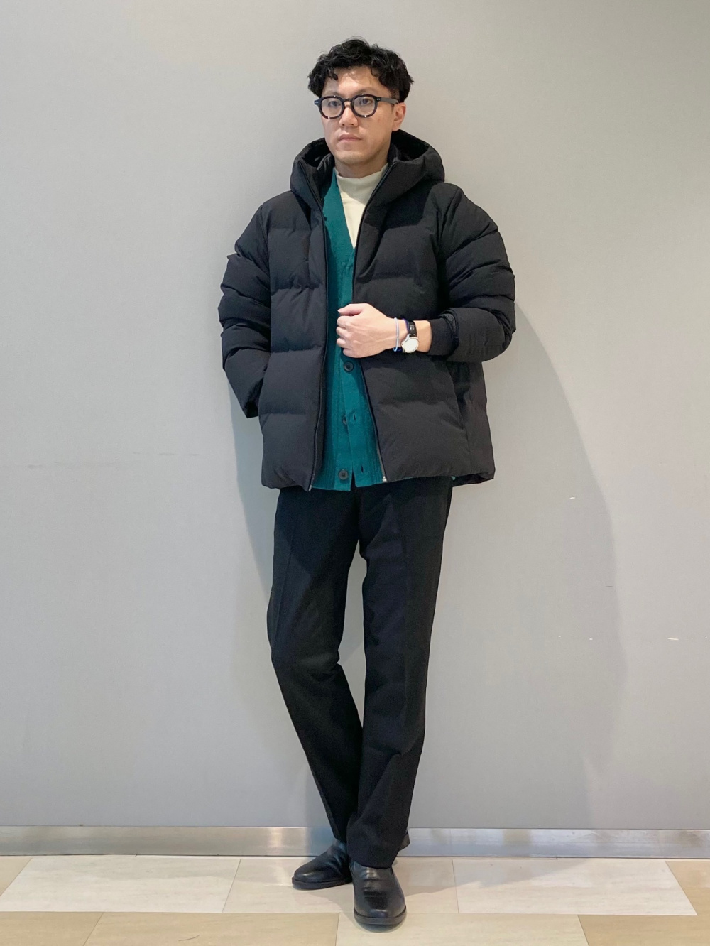 オーバーサイズカラーデニムジャケット、ブラッシュドモックネックT