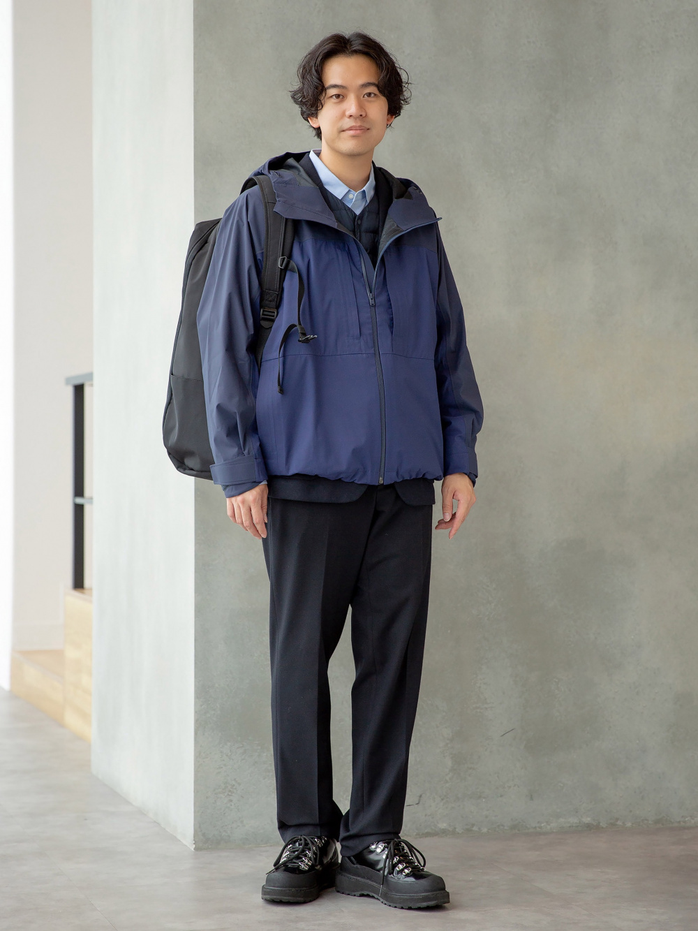 ブラッシュドジャージージャケット、メリノVネックカーディガン」の