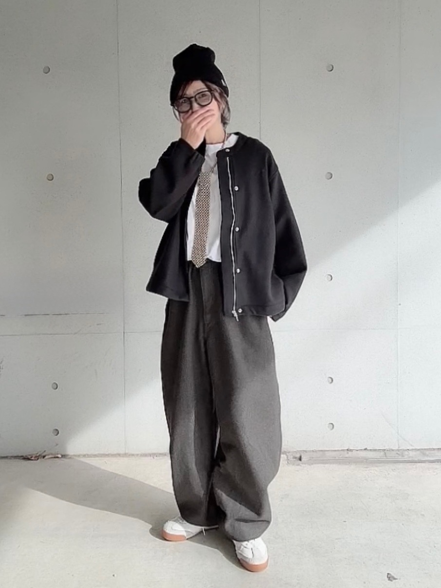 ブラッシュドスウェットワイドパンツ、ダブルフェイスフルジップ 