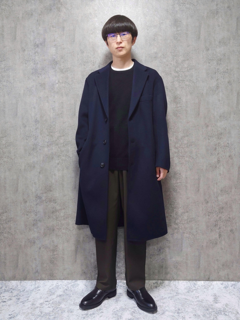 UNIQLO +J カシミヤブレンドオーバーサイズチェスターコート ネイビー スウェットプルパーカ（長袖）、カシミヤブレンドオーバーサイズ