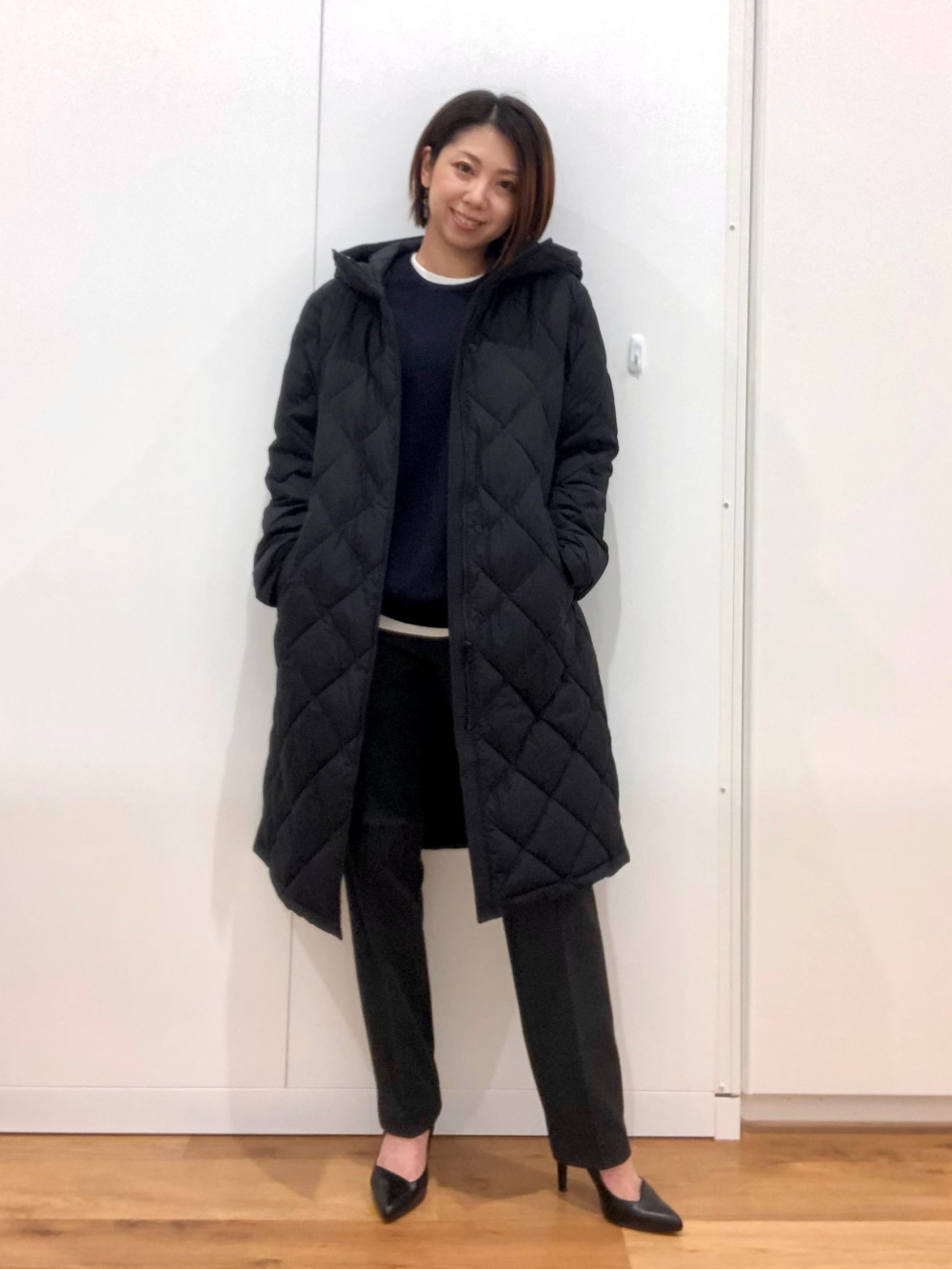 パフテックロングコートリラックスフィット」の着用コーディネート