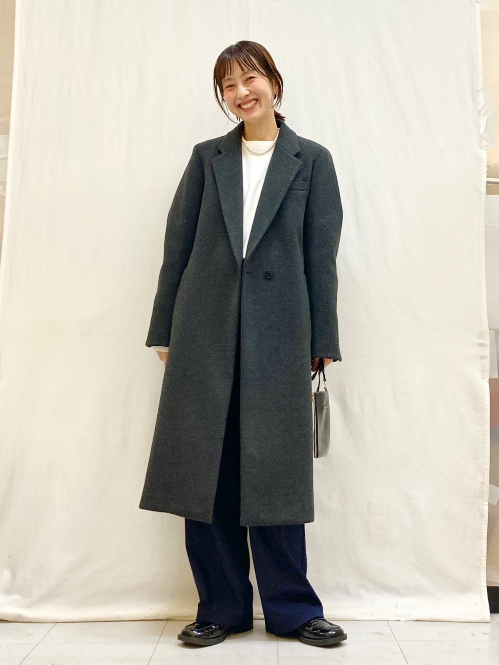 ロングコート、ツイードテーラードジャケット」の着用コーディネート