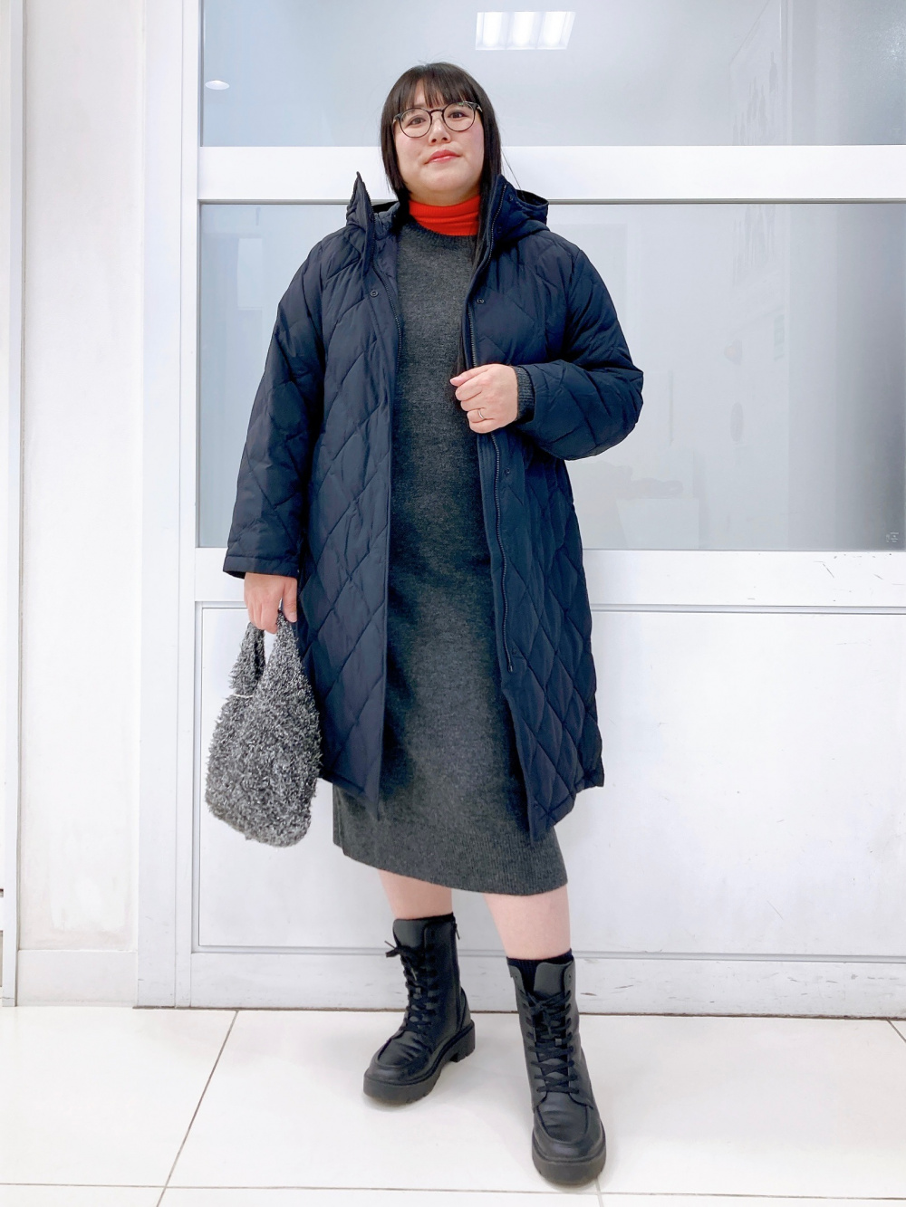 パフテックロングコートリラックスフィット」の着用コーディネート