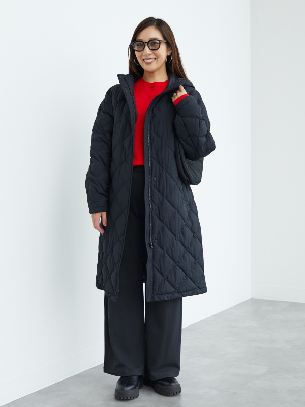 パフテックロングコートリラックスフィット（レディース）の着用