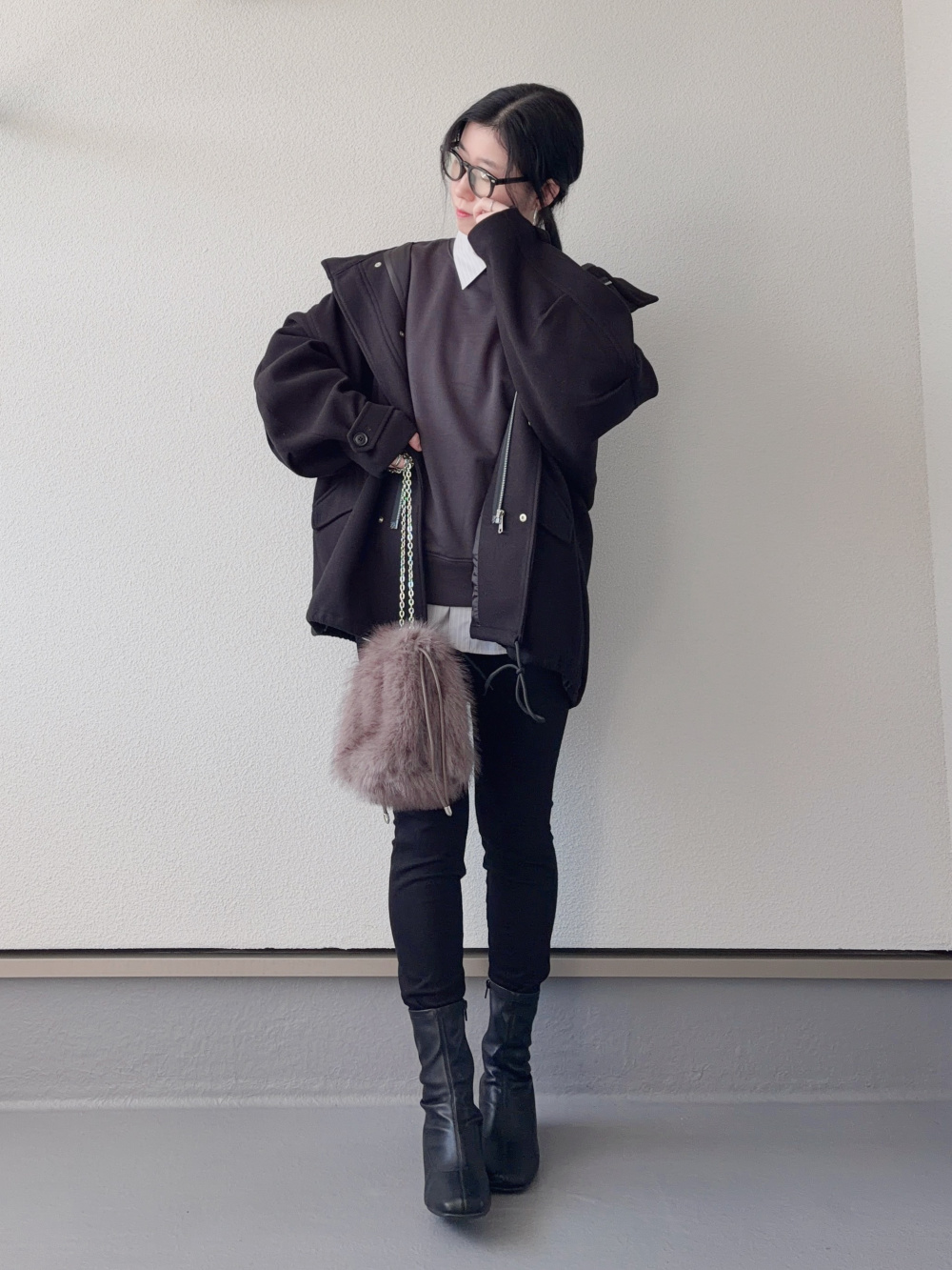 ブラッシュドスウェットワイドパンツ、ダブルフェイスフルジップ