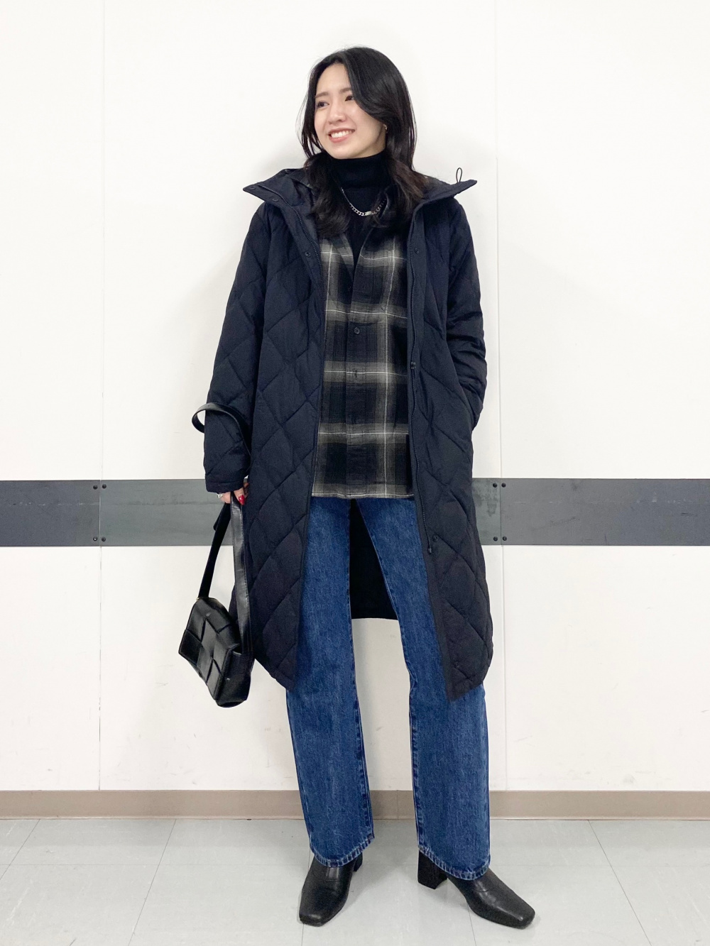 パフテックロングコートリラックスフィット」の着用コーディネート
