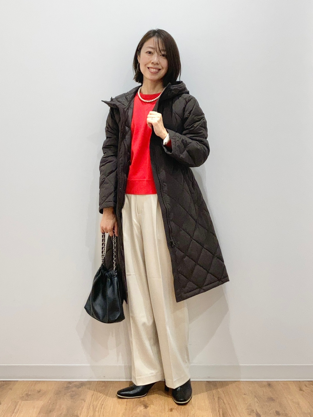 パフテックロングコートリラックスフィット」の着用コーディネート