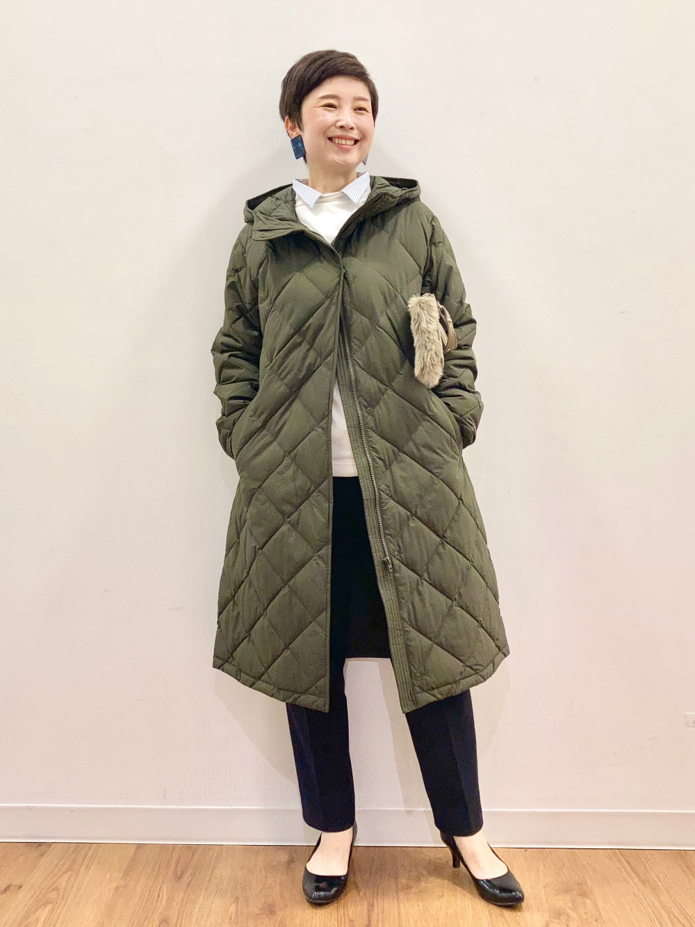 パフテックロングコートリラックスフィット、ソフトニットフリー