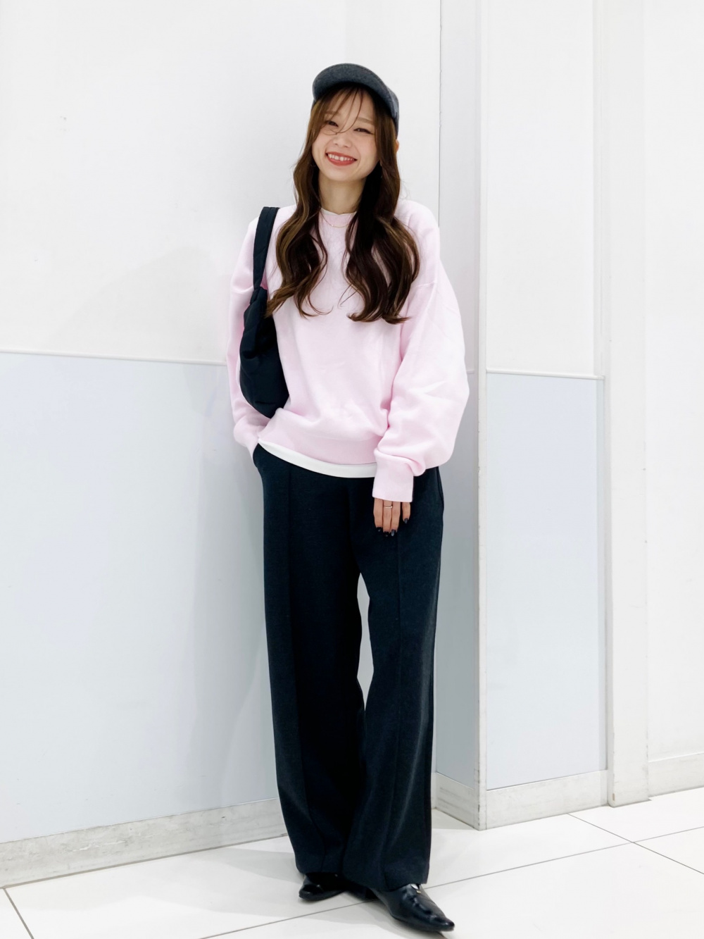 ソフトタッチクルーネックTシャツ/長袖、カシミヤリラックスVネック